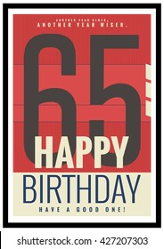 Happy Birthday 65 Year Card / Poster (Vector Illustration)