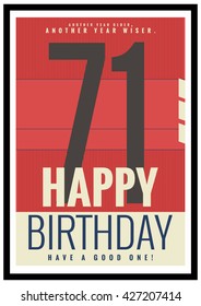 Happy Birthday 71 Year Card / Poster (Vector Illustration)