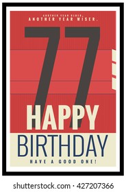 Happy Birthday 77 Year Card / Poster (Vector Illustration)