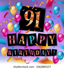 Happy Birthday 91 Years Anniversary Joy Stock Vector (royalty Free 