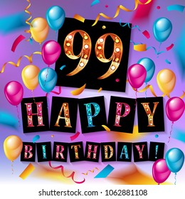 Happy Birthday 99 Years Anniversary Joy Stock Vector (Royalty Free ...