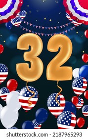 Happy Birthday Abstract Background with Shining Colorful Balloons. Party, Presentation, Sale, Anniversary and Club Design with Bokeh Elements, Happy Banner. Vector illustration
