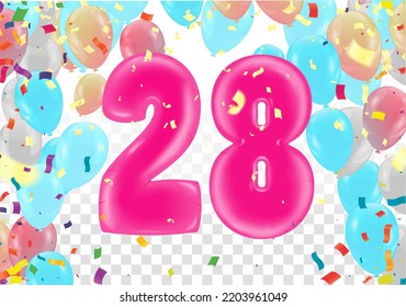 Happy Birthday Abstract Background with Shining Colorful Balloons. Party, Presentation, Sale, Anniversary and Club Design with Bokeh Elements, Happy Banner. Vector illustration
