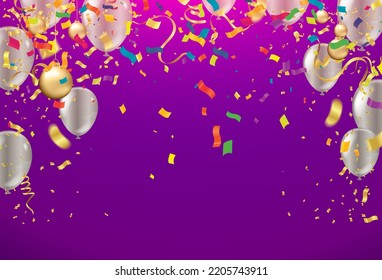 Happy Birthday Abstract Background with Shining Colorful Balloons. Party, Presentation, Sale, Anniversary and Club Design with Bokeh Elements, Happy Banner. Vector illustration
