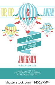happy birthday air balloon card design. vector illustration