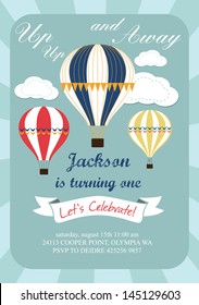 happy birthday air balloon card design. vector illustration