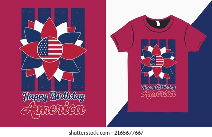 Happy Birthday America Design Graphic. 4th of July T-shirt Design Concept. 4th of July American USA Flag Graphic