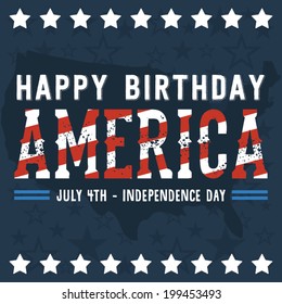 Happy Birthday America - Happy Independence Day Vector - July 4th - Fourth Of July Vector - Stars