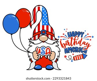 Happy Birthday America - Happy Independence Day July 4th lettering design illustration with beers. Good for advertising, poster, announcement, invitation, party, greeting card, banner, gifts.