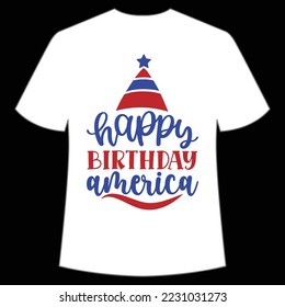 Happy Birthday America Merry Christmas shirt print template, funny Xmas shirt design, Santa Claus funny quotes typography design