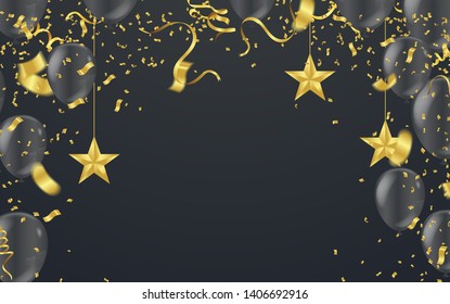 HAPPY BIRTHDAY ANNIVERSARY BANNER WITH COLORFUL BALLOONS 
