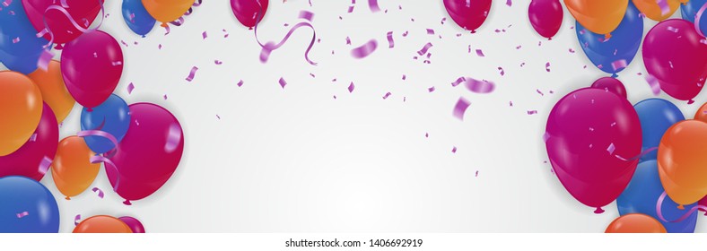 Happy Birthday Anniversary Banner Colorful Balloons Stock Vector ...