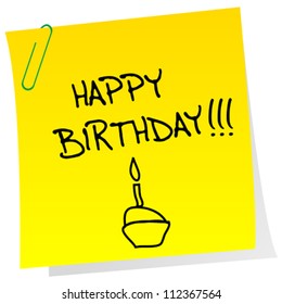 Happy birthday announcement on a sheet of paper