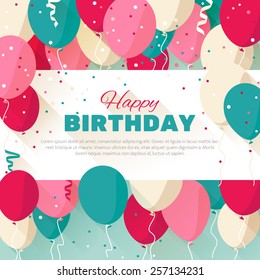 Happy Birthday. Announcement / Poster / Flyer / Greeting Card In A Flat Style