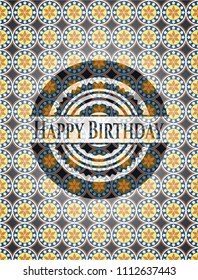  Happy Birthday arabesque emblem background. arabic decoration.