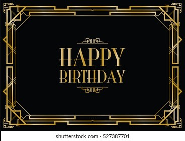 happy birthday art deco invitation