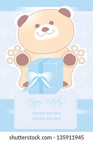Happy birthday baby boy with cute teddy bear