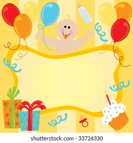 Happy Birthday Baby Invitation for boy or girl