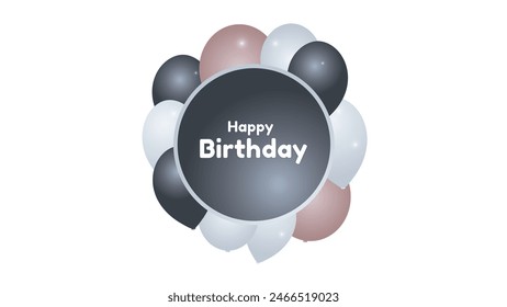 Happy Birthday background , aesthetic birthday background with baloons isolated suitable for poster banner or gift card