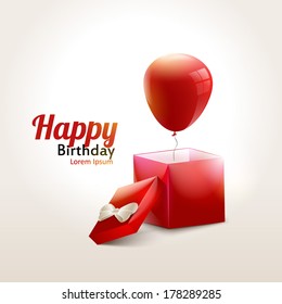 Happy birthday background with balloon and box