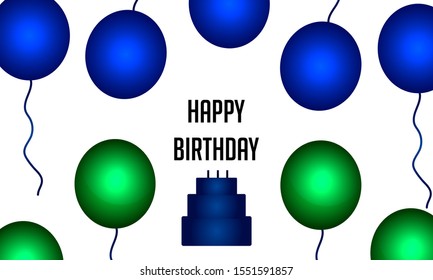 happy birthday background , balloon , cake 