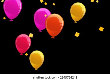 Happy Birthday Background With Balls,Balloons Flying