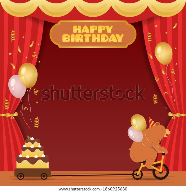 誕生日の背景に熊と劇場のカーテンイラスト のベクター画像素材 ロイヤリティフリー 誕生日の背景に熊と劇場のカーテンイラスト のベクター画像素材 ロイヤリティフリー
