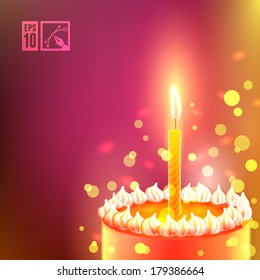 "Happy Birthday" Background with Cake. Vector illustration, eps10.