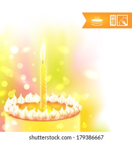"Happy Birthday" Background with Cake. Vector illustration, eps10.