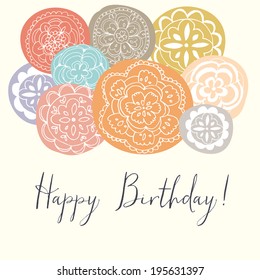 Happy Birthday Background Calligraphy Text Mandala Stock Vector (Royalty Free) 195631397 ...