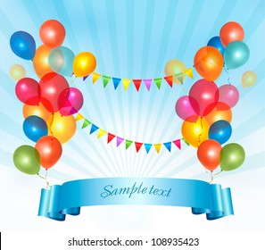 Happy birthday background with colorful balloons. Vector illustration.