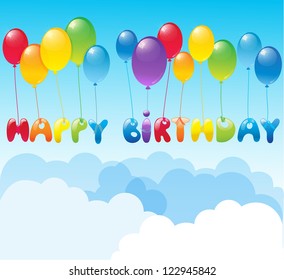 Happy Birthday Background Colorful Balloons Stock Vector (Royalty Free ...