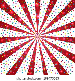 Happy Birthday background with confetti and rays