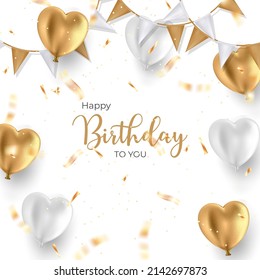 happy birthday background design for greeting card. birthday banner with realistic balloon,confetti.