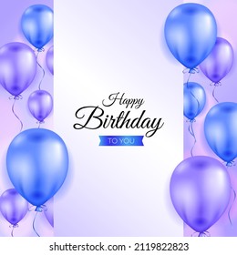 Happy birthday background design with realistic balloons.