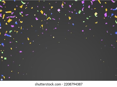 Happy Birthday Background Falling Colorful Tiny Confetti Isolated On Background. Vector