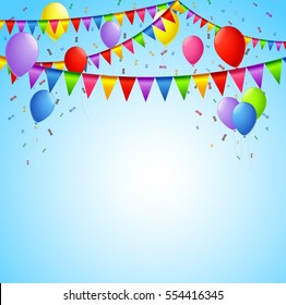 Happy Birthday background with flags and balloon