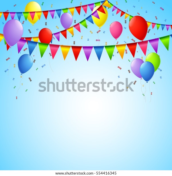 Happy Birthday Background Flags Balloon Stock Vector (Royalty Free ...