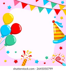  Fundo de aniversário feliz em estilo plano