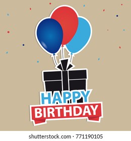Happy Birthday Background With Gift And Balloons
