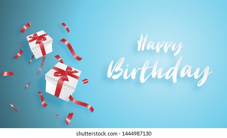 Happy Birthday Background Gift Box Paper Stock Vector (Royalty Free ...