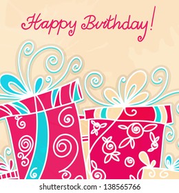 Happy birthday background with gifts - vector
