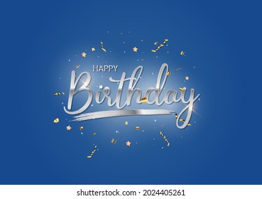 Happy Birthday Background with golden confetti and sparkle bokeh lights. Vector Illustration EPS10