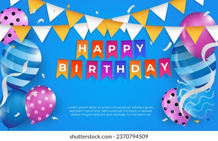 happy birthday background. greeting card and design template with balloon decoration