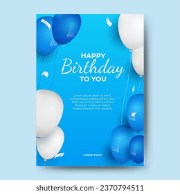 happy birthday background. greeting card and design template with balloon decoration