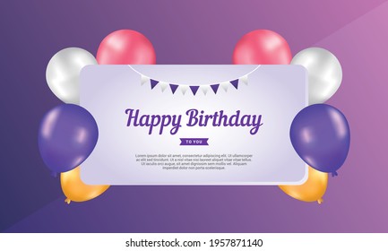 Happy Birthday background with illustrations balloon