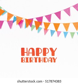 Happy birthday background. Isolated flag garland on white background