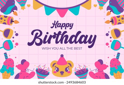 Happy birthday background with patterns vector