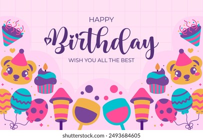 Happy birthday background with patterns vector