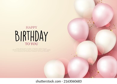 Happy Birthday background with pink ballons